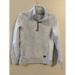 L.L. Bean Quilted Quarter Zip Pullover Womens S Gray Excellent Diamond Stitch
